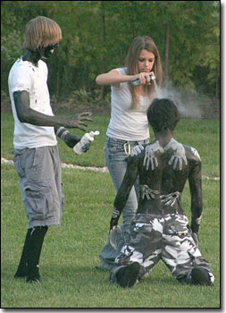 Michael, Kara and Taylor prep for the game